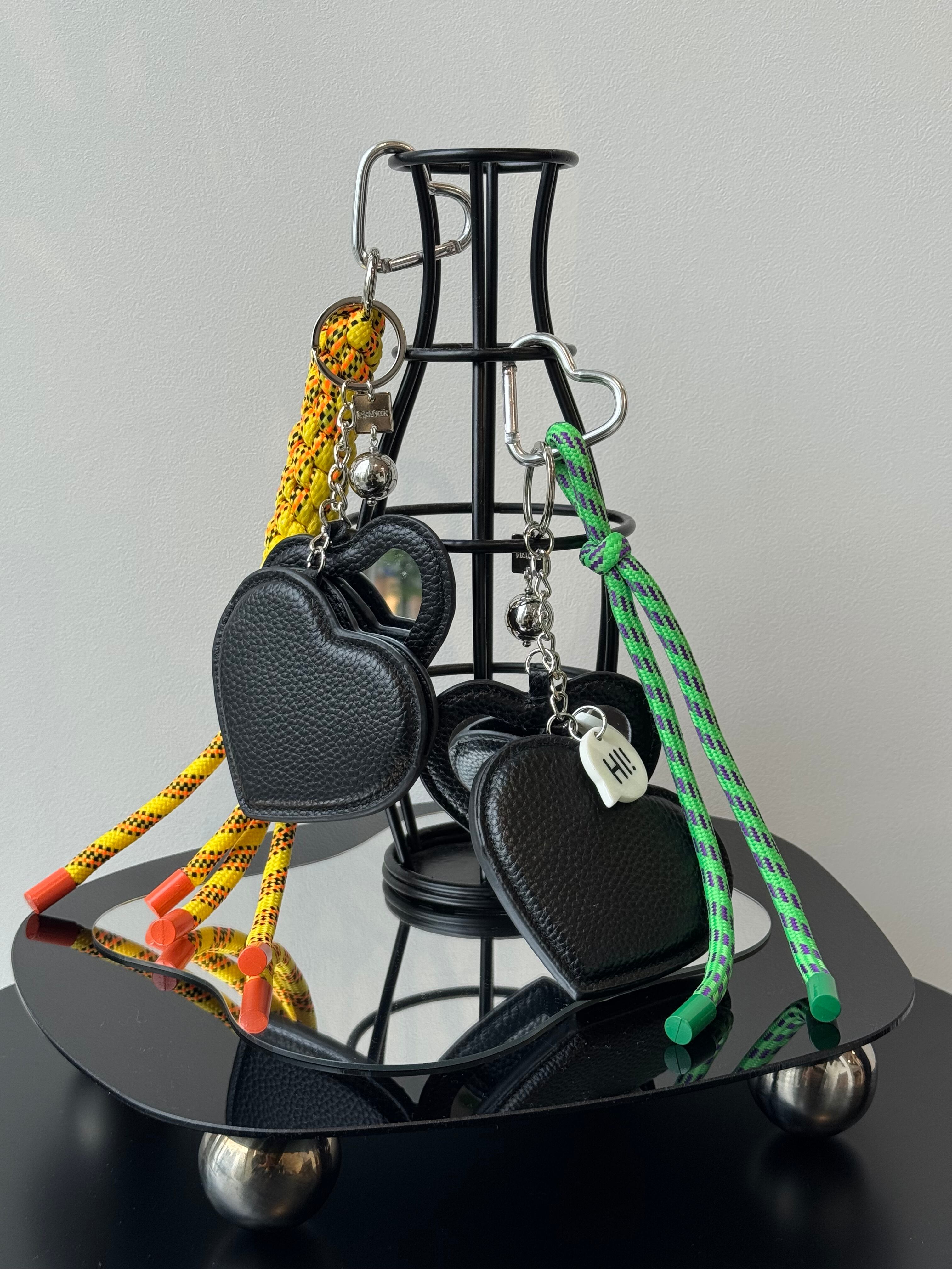 heart mirror big strap charm