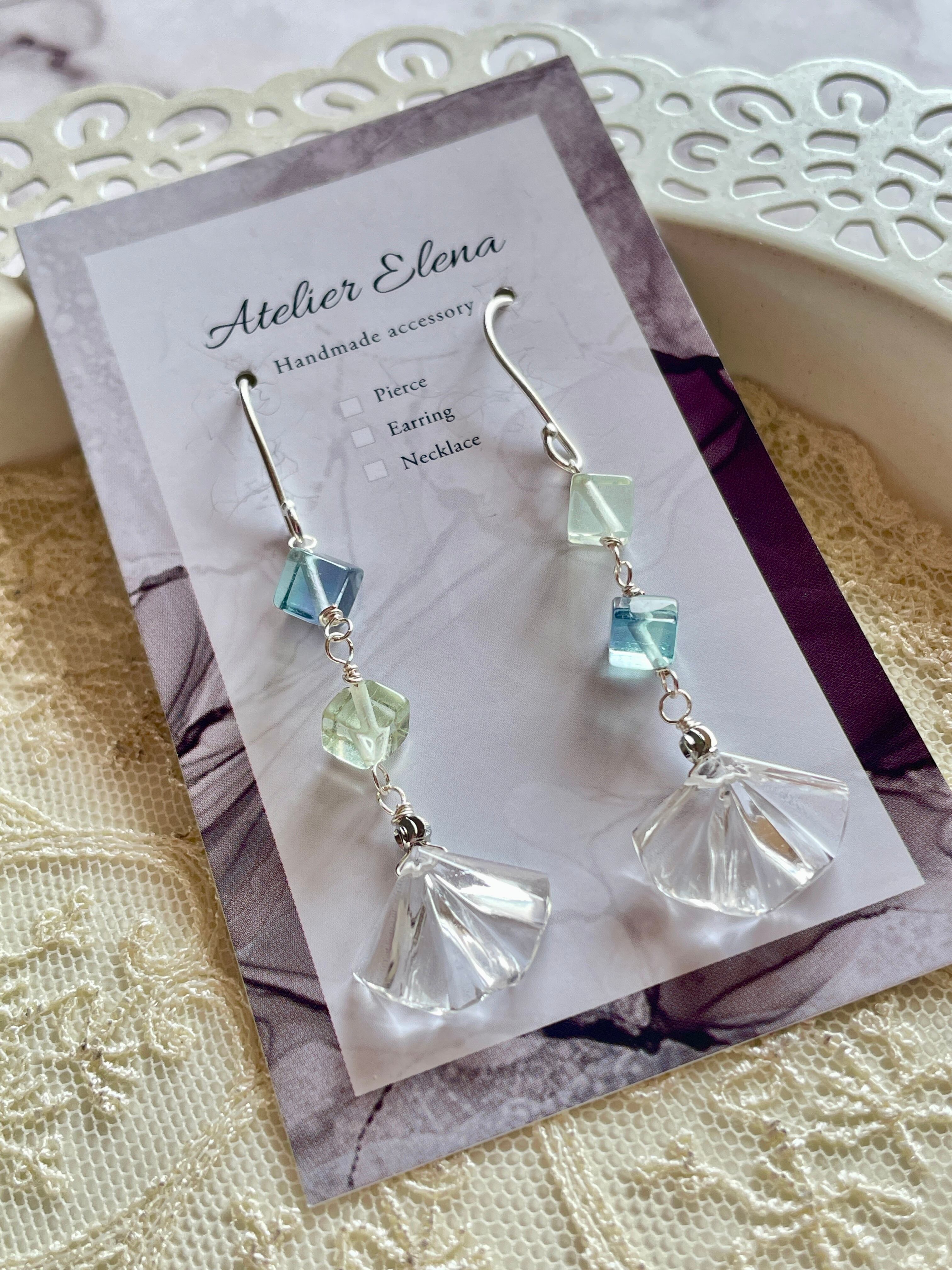 ブラッドショットアイオライト×淡水パールのピアス