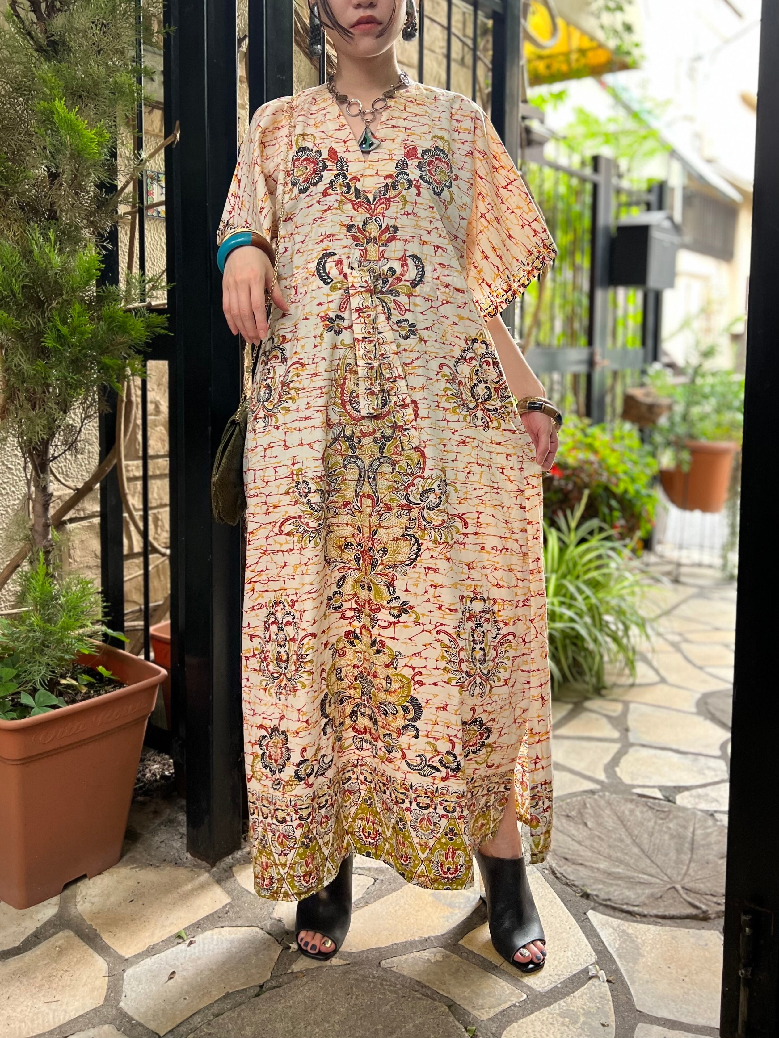 70s Bali Batik Cotton Maxi Dress ヴィンテージ バリ バティック コットン マキシワンピース Riyad Vintage Shop