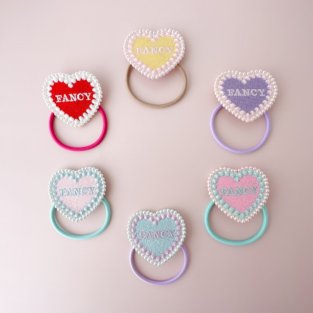 Heart 刺繍ヘアゴム