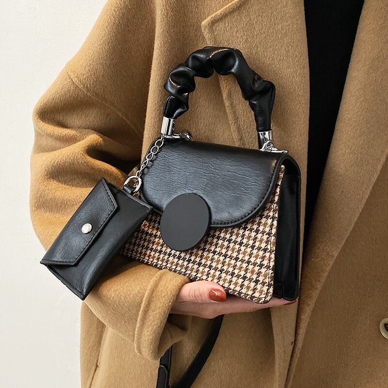 オータムウィンター格子柄レディース 秋物 冬物 手作りハンドバック84772153499