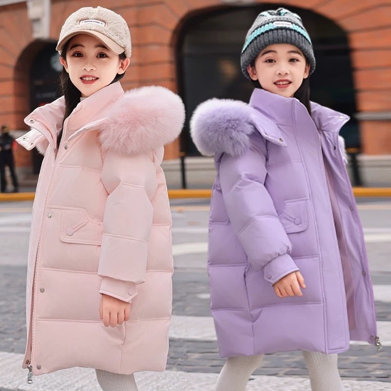 4色♡120~160♡フードファー付きホワイトダックダウン