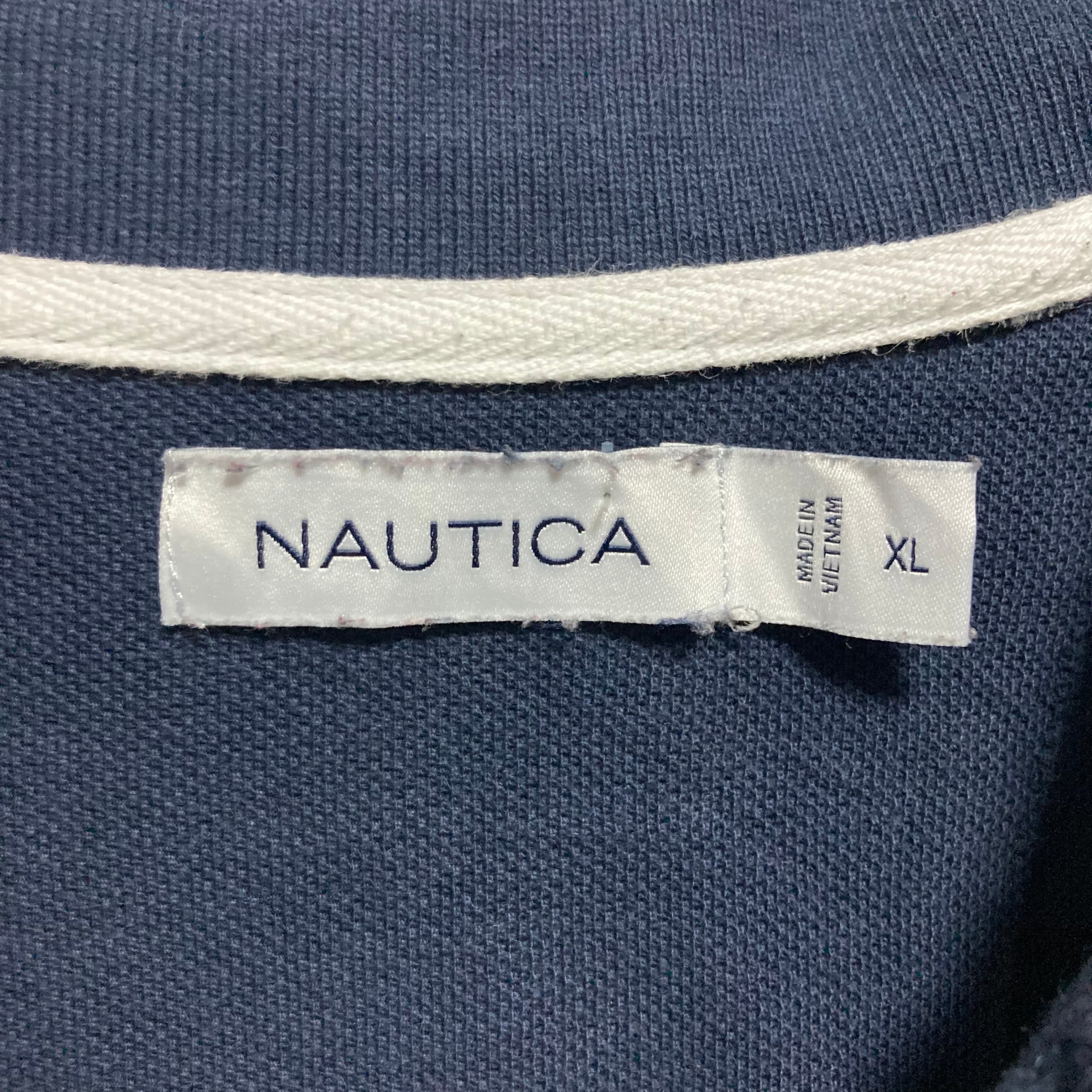 【NAUTICA】S/S Polo Shirt XL ノーティカ ポロシャツ トリコロール 切替 刺繍ロゴ ワンポイントロゴ ゆるだぼ  ビッグシルエット オーバーサイズ アメリカ 古着