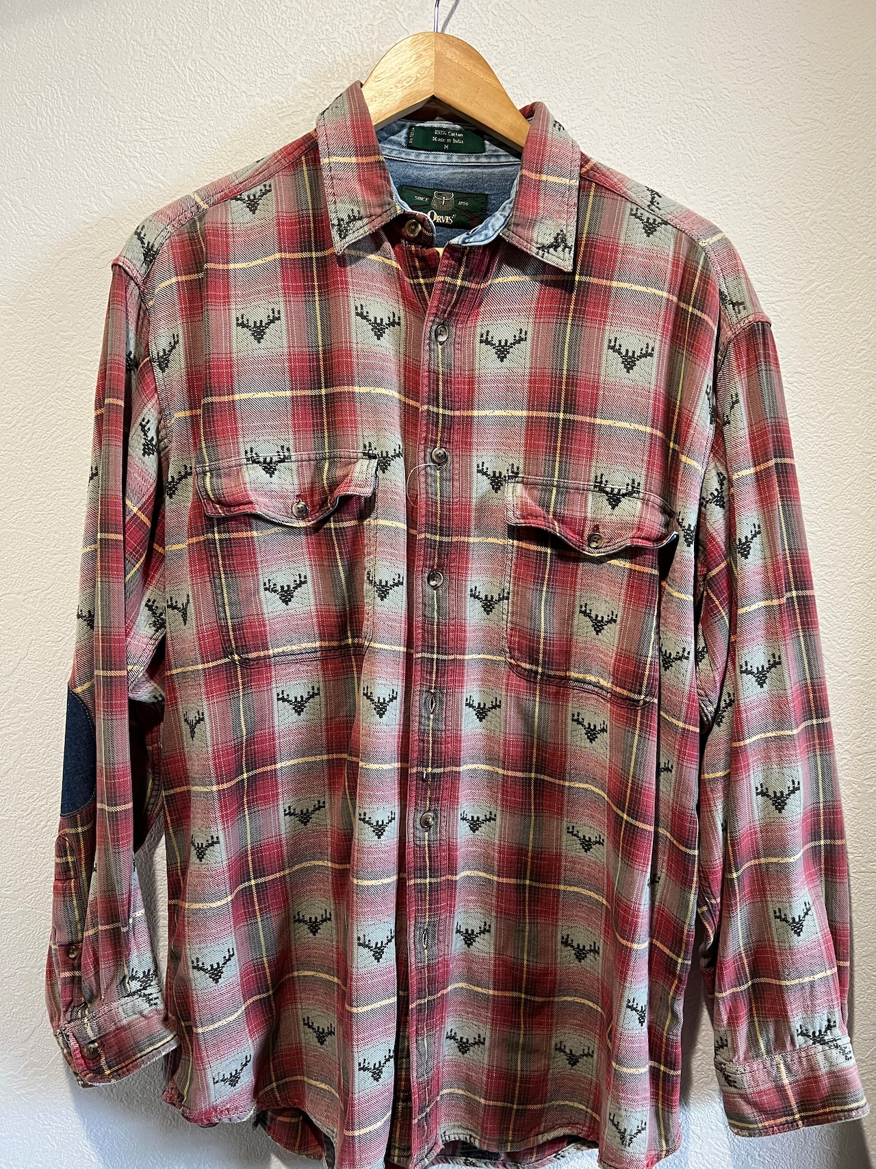 90s〜 ORVIS デニムエルボーパッチ リメイクシャツ　ヴィンテージ　vintage