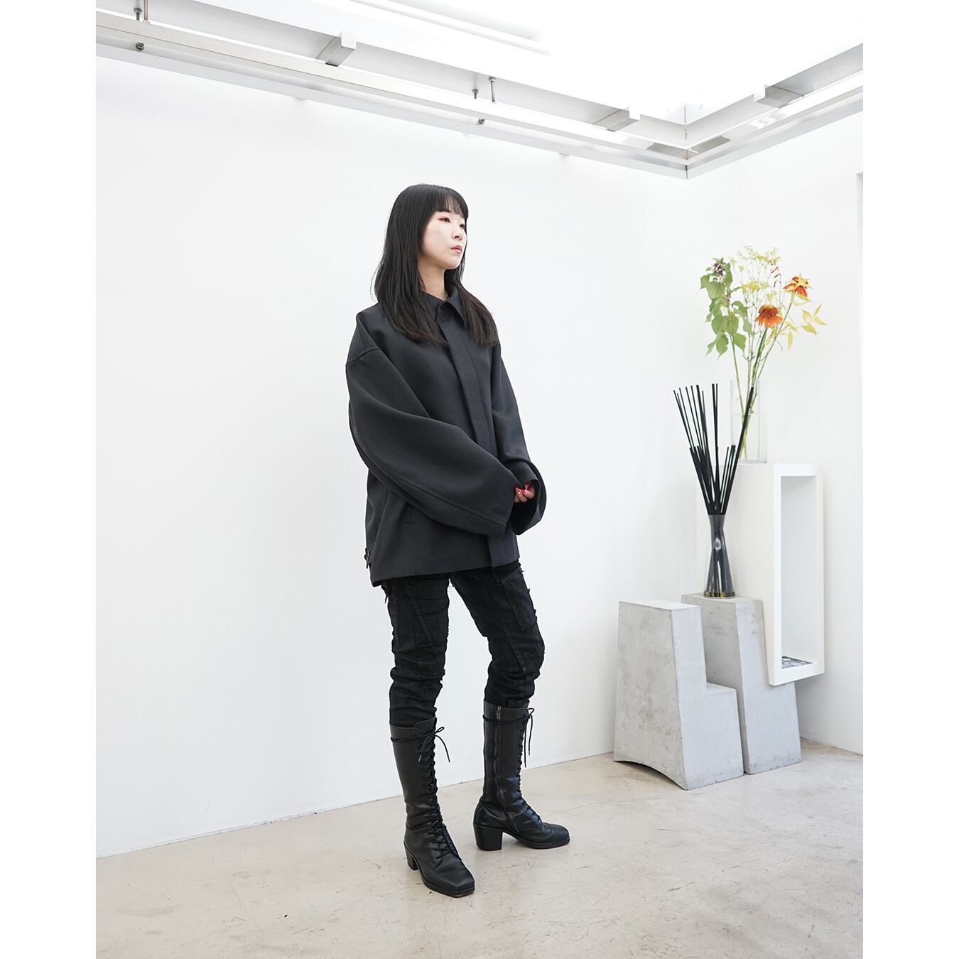 Blanc YM] (ブランワイエム) BL-25A-WOSC WOOL OVERSIZE SHORT COAT