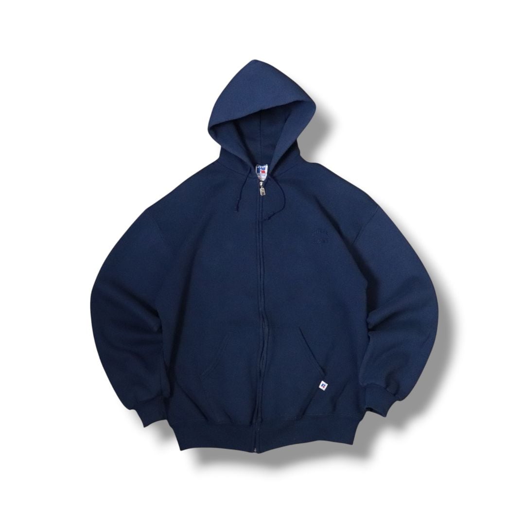 90’s ラッセルスウェットジップアップフーディ　ネイビー　XL 90s Russell Athletic Zip-Up Hoodie USA Made Navy XL ラッセル