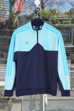 adidas Tiro トラックジャケット AEROREADY ダブルニット ライトアクア×ネイビー J160(大人S相当)