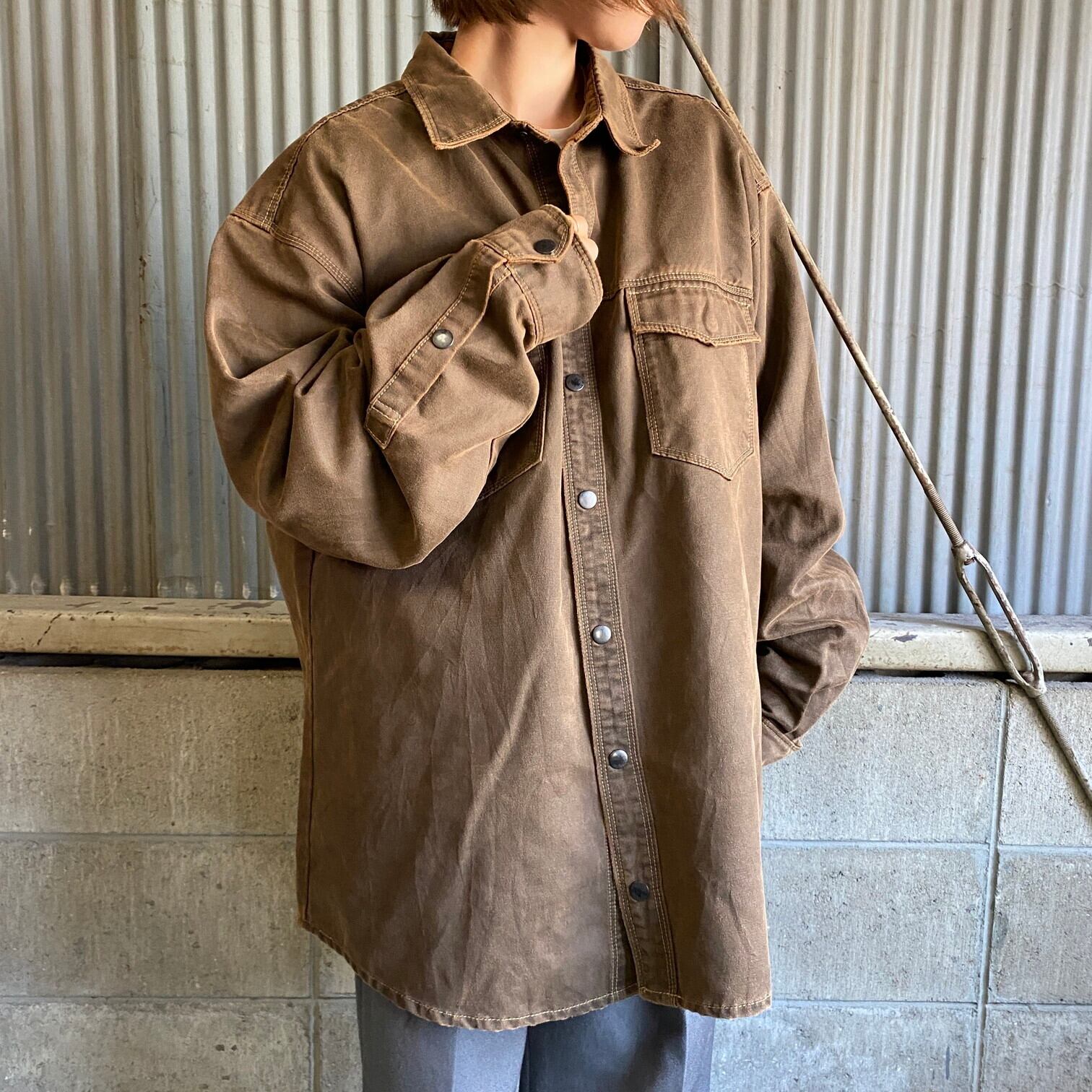 コムデギャルソン 美品 シャツ 無地 長袖 S 茶 ブラウン REDHEAD 無地 長袖シャツ メンズL 古着 ブラウン 茶色【長袖シャツ