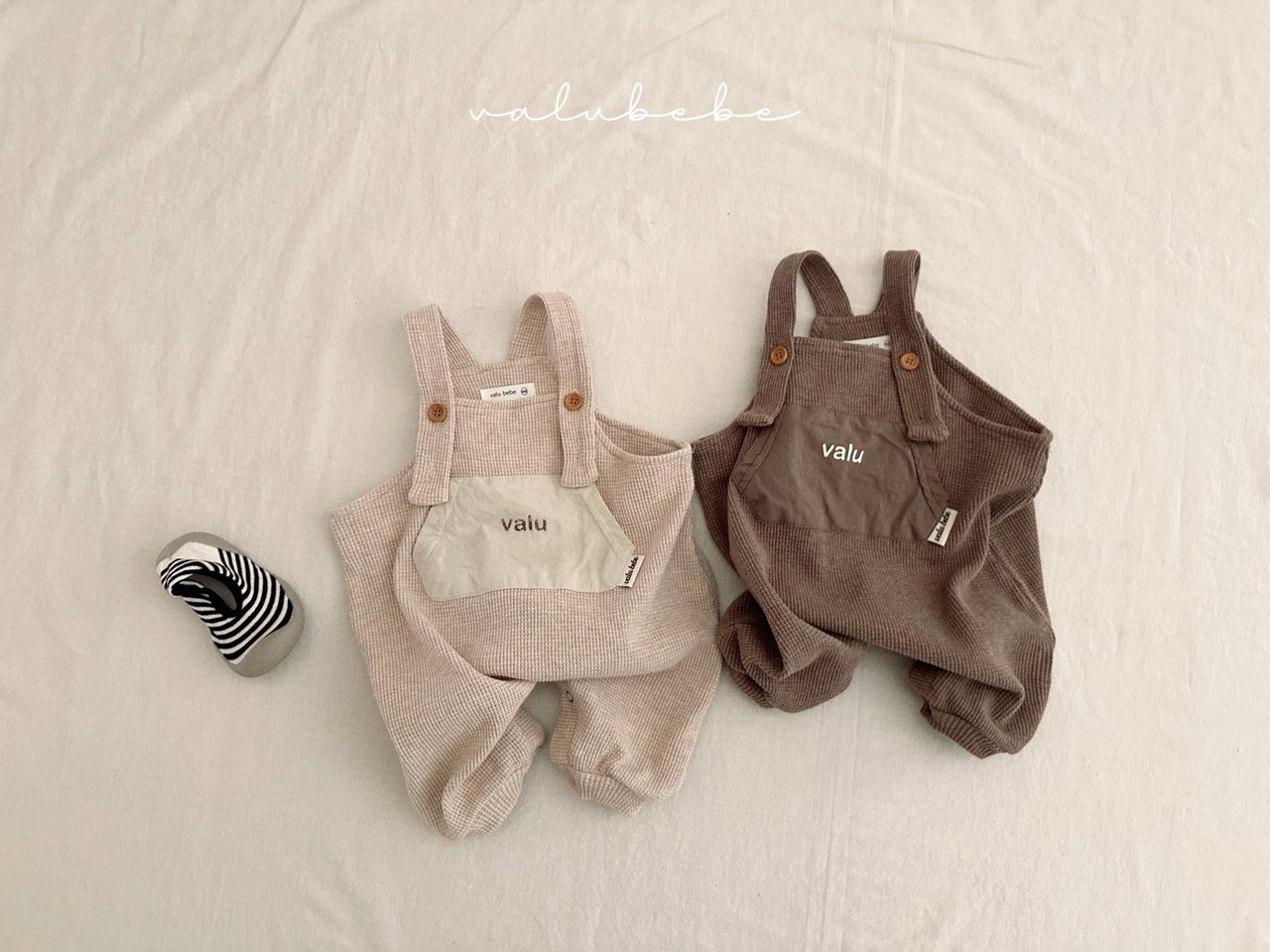 【valu bebe】ワッフルサロペット ココア 70〜80cm - 2