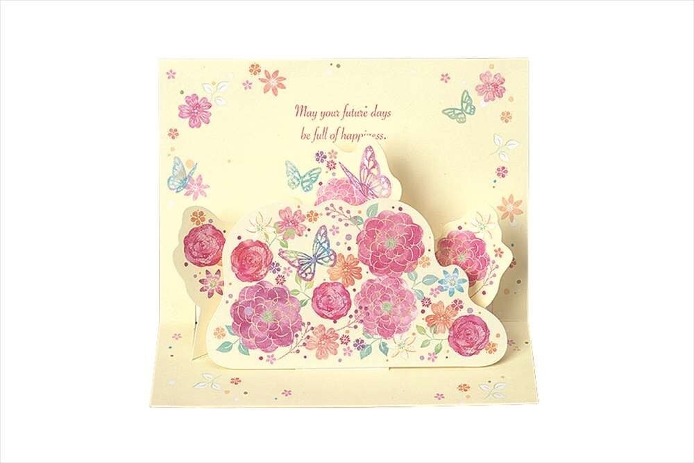 Thankyou 蝶々とお花が飛び出す封筒付きメッセージカード/ポップアップカード C0pernicus