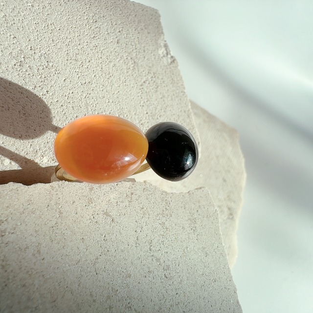 カーネリアン×ブラックオニキスのフォークリング　