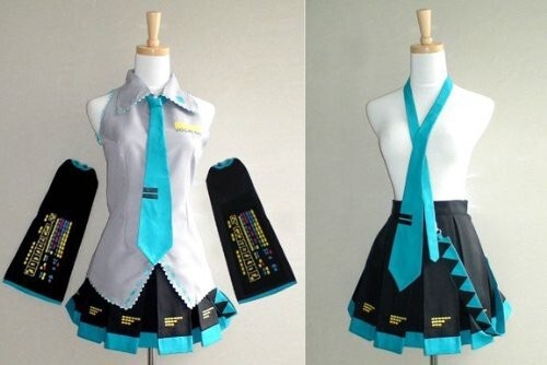 K2946b　VOCALOID　ボーカロイド　初音ミク　公式服　７件セット コスプレ衣装+ウィッグ　cosplay　コスチューム ハロウィン　イベント