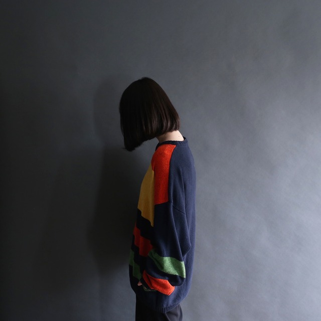 colorful switching pattern loose knit