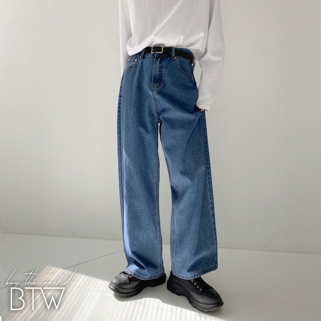 【韓国メンズファッション】メンズ デニム ジーパン ワイドパンツ ゆったり  カジュアル ロング BW1541