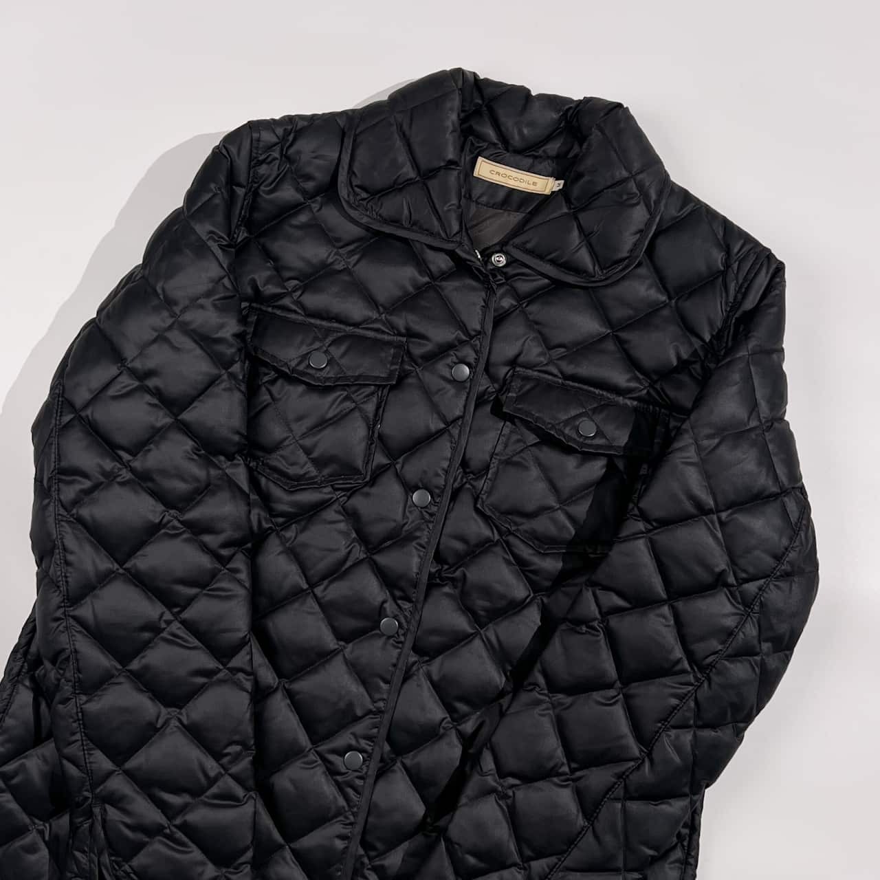 Crocodile クロコダイル キルティング ダウンジャケット M/ブラック系 レディース