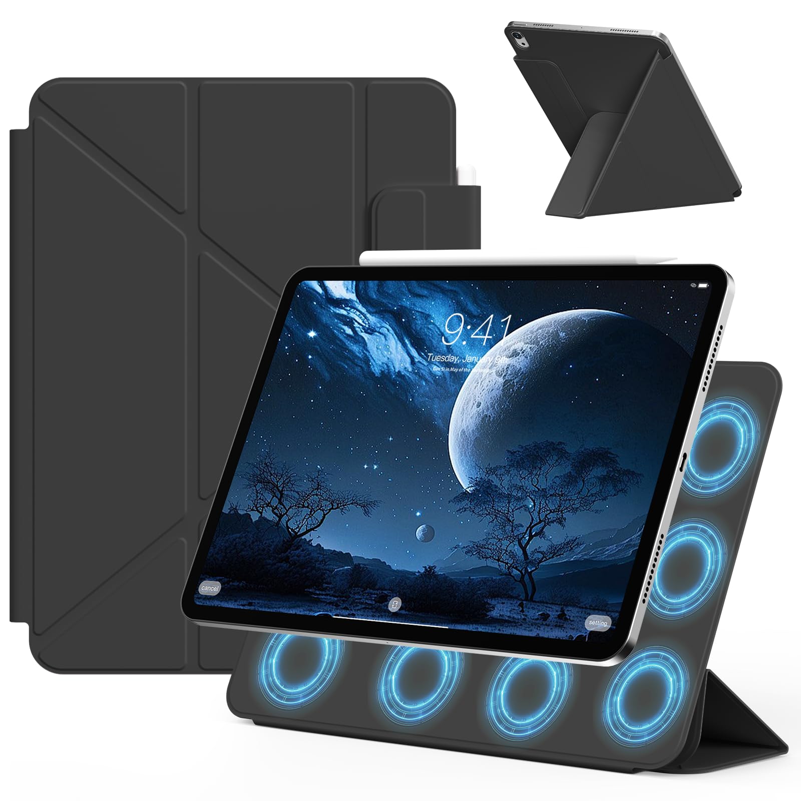 SZPSGC iPad A16 ケース iPad 第11/10世代 11/10.9インチ (2025/2022)対応 ブラック
