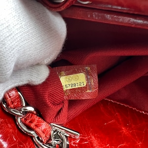 CHANEL シャネル ココマーク マドモアゼルボーリング レザー ハンドバッグ 赤 A-13747