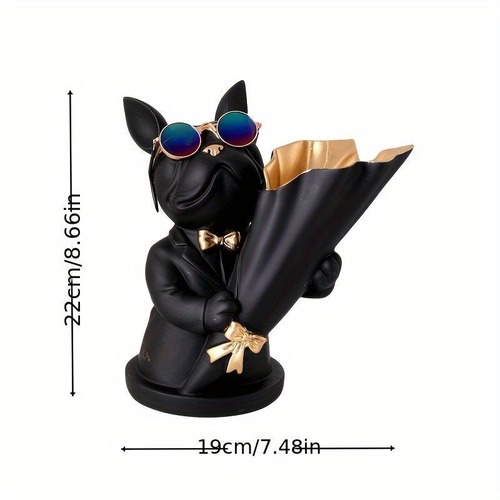 花瓶 ブルドック 犬 フラワーポット ２色展開 ブラック ベージュ オーナメント ユニーク インテリア デスクトップ装飾 玄関装飾 リビング装飾 収納 オブジェ