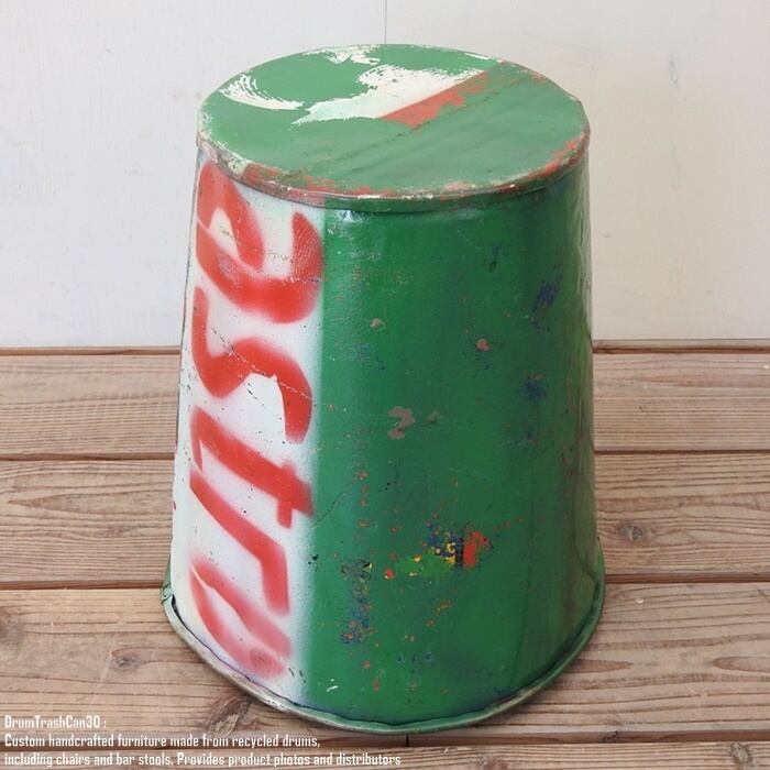 ドラム缶をリメイクした ゴミ箱 30cm A スチール製 ダストボックス