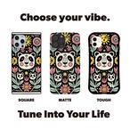 受注生産 iPhoneケース パンダ風モチーフと花の民芸柄｜動物モチーフ PSYF026C