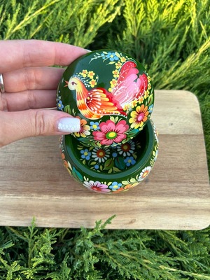 ペトリキウカ塗り　木製ジュエリーボックス（ティモシェンコ作）ウクライナ製