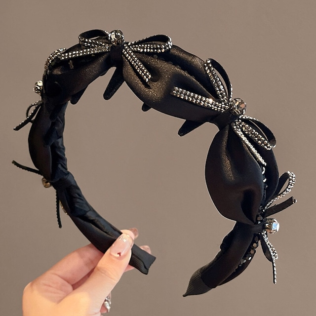 Rhinestone ribbon hairband　B3562