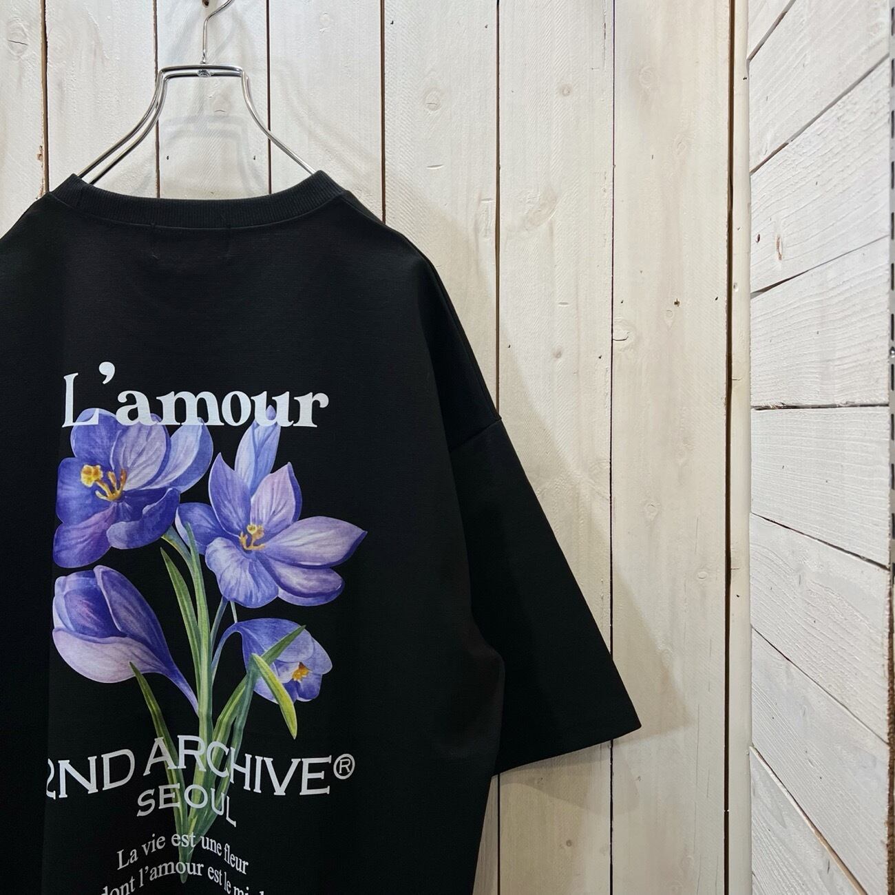 【VT-00953-2】Flower back print crew neck T-shirt / 2ND ARCHIVE / フラワー  バックプリント クルーネック T-シャツ