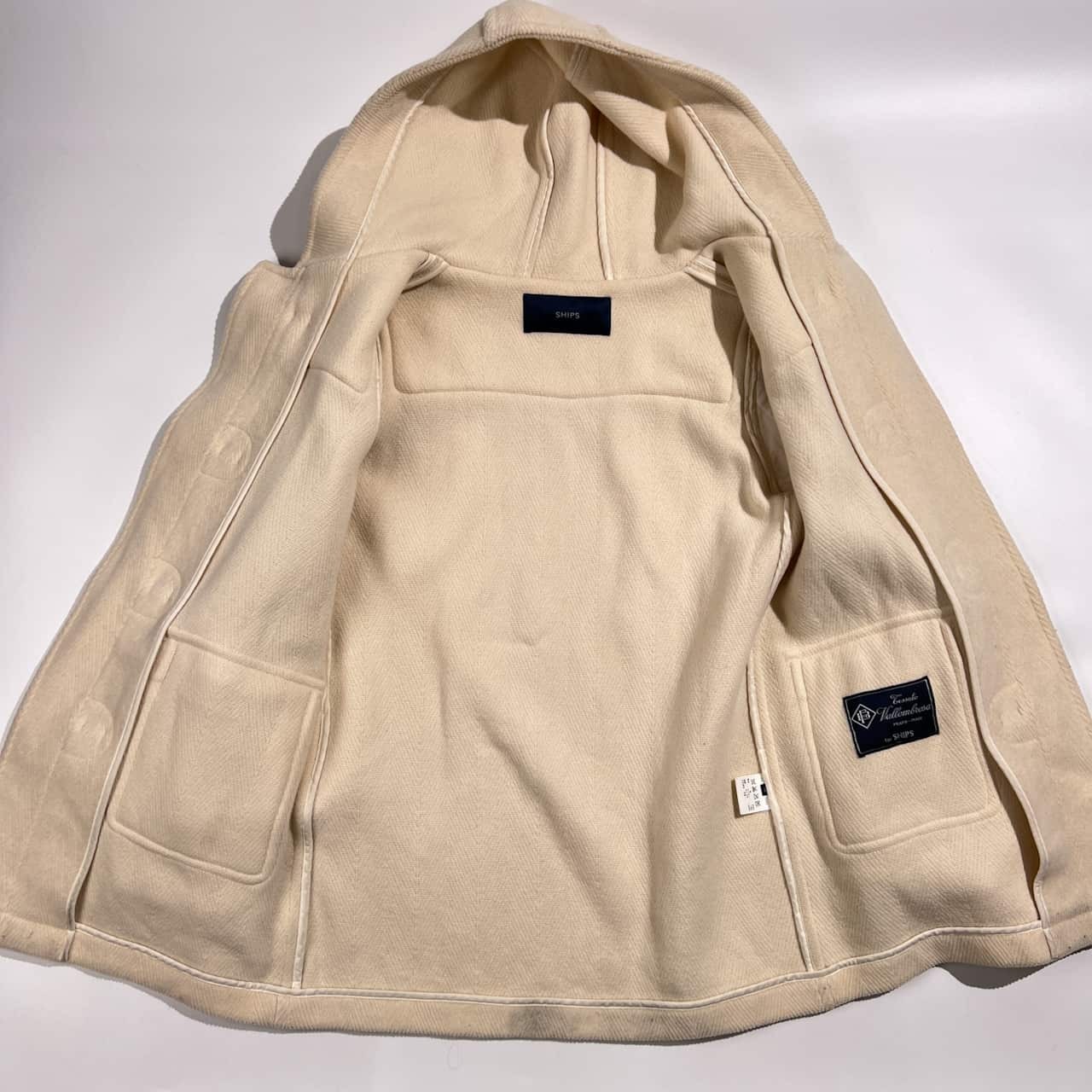 SHIPS シップス Vallombrosa 生地 ヘリンボーン ウール ダッフルコート 38/アイボリー系 レディース