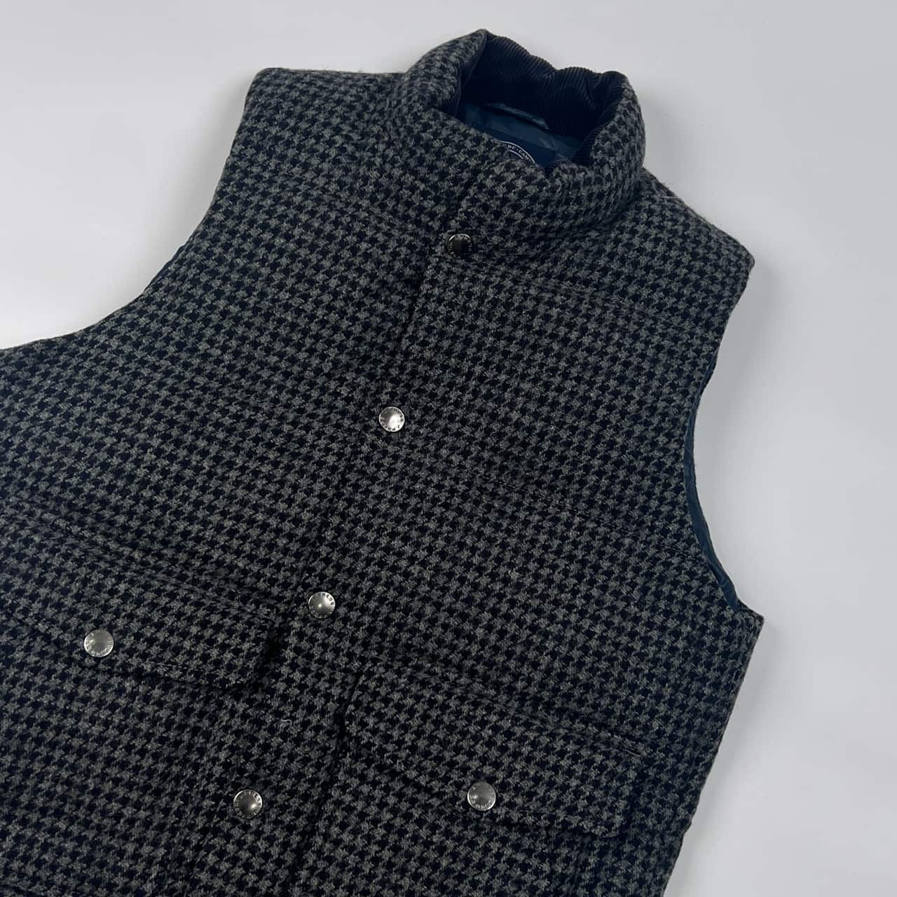 J.PRESS ジェイプレス HARRIS TWEED 千鳥柄 ダウン ベストジャケット L/グレ×ブラック 系 メンズ