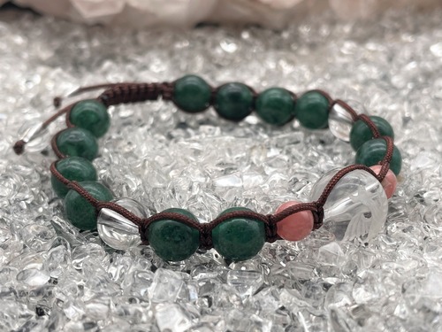 編みブレスレット（水晶【鳳凰】・インカローズ・インドアベンチュリン）