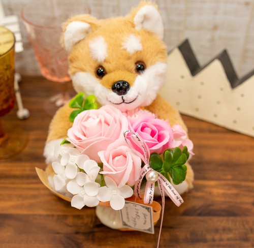 ぬいぐるみアレンジ＂豆柴のまめwithピンク＂