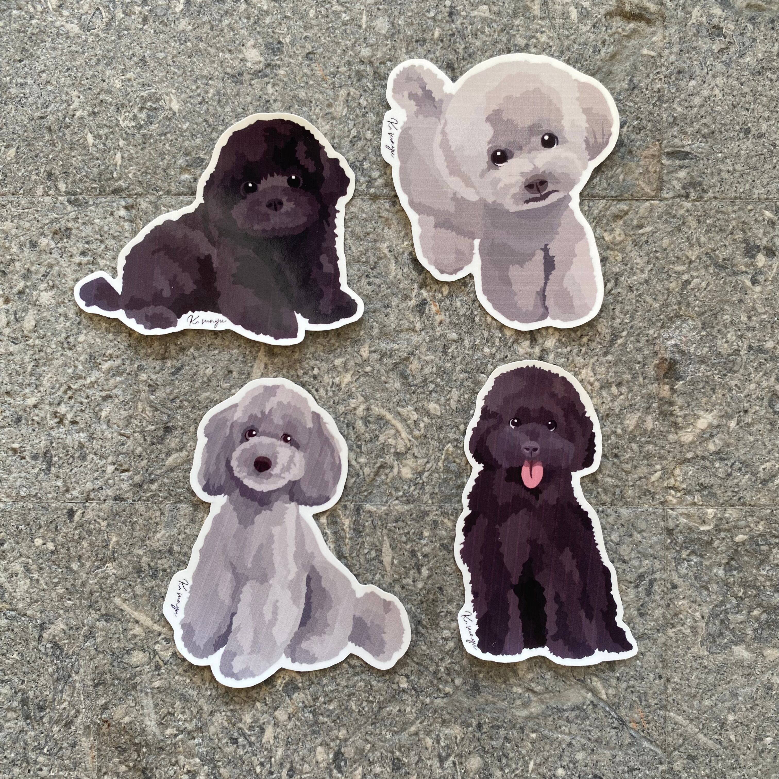 耐水】TOYPOODLE STICKERS black.silver / トイプードル ブラック