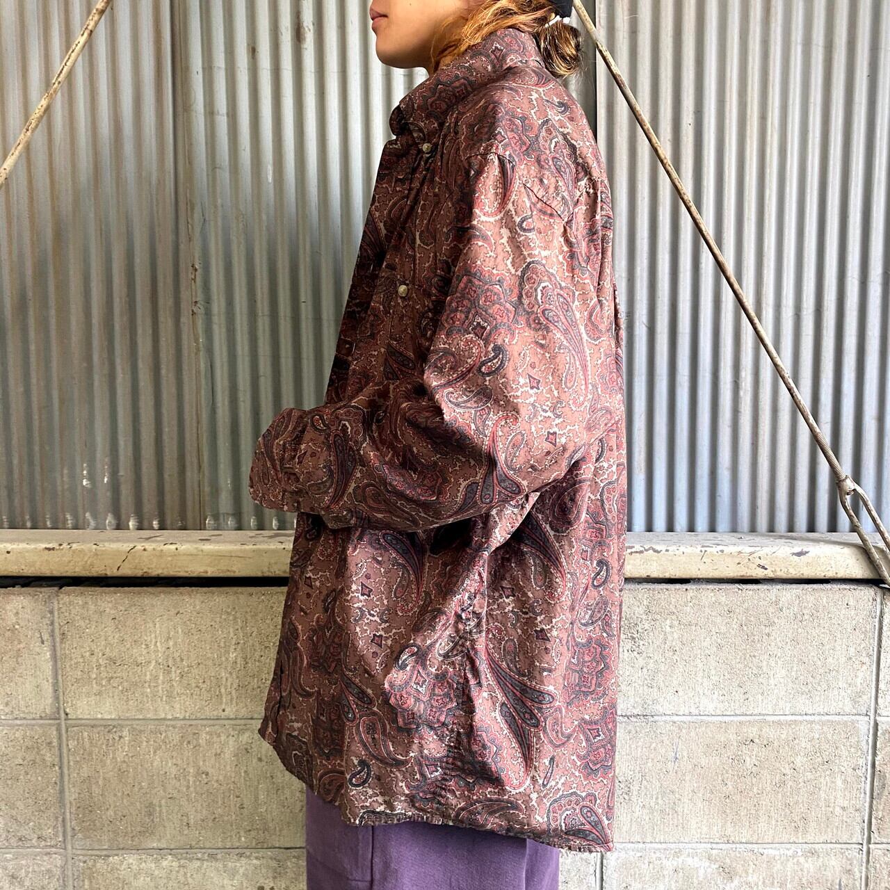 ビンテージ ロングコートシャツ ペイズリー メンズ トップス 