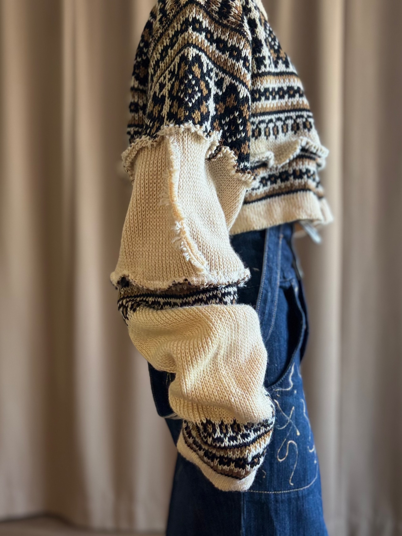 natural nordic pattern remake knit cardigan-5126-12