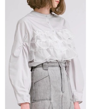 パフスリーブ◆フリルレースシャツ【t-10380】
