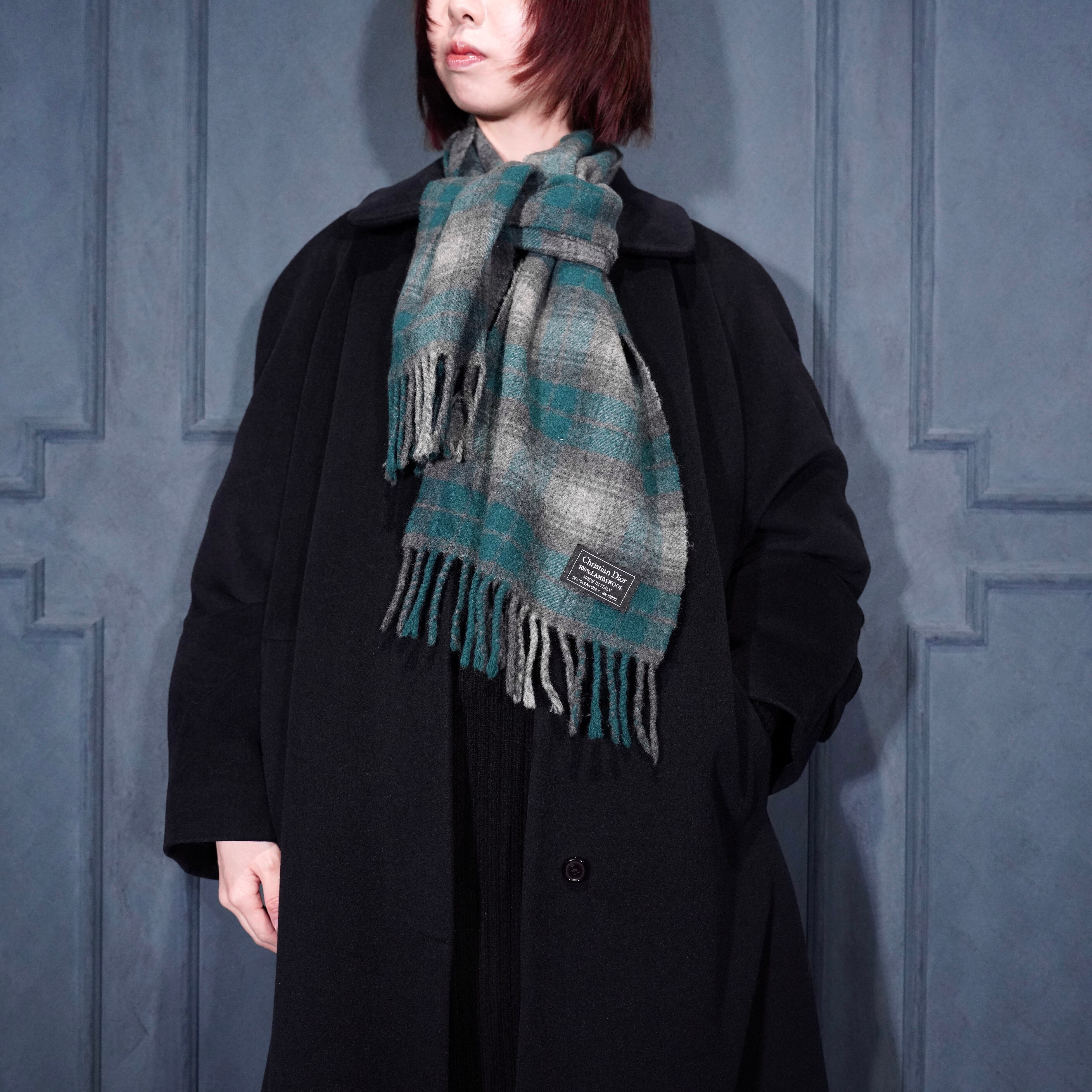 Christian Dior CHECK PATTERNED LAMBSWOOL MUFFLER MADE IN ITALY