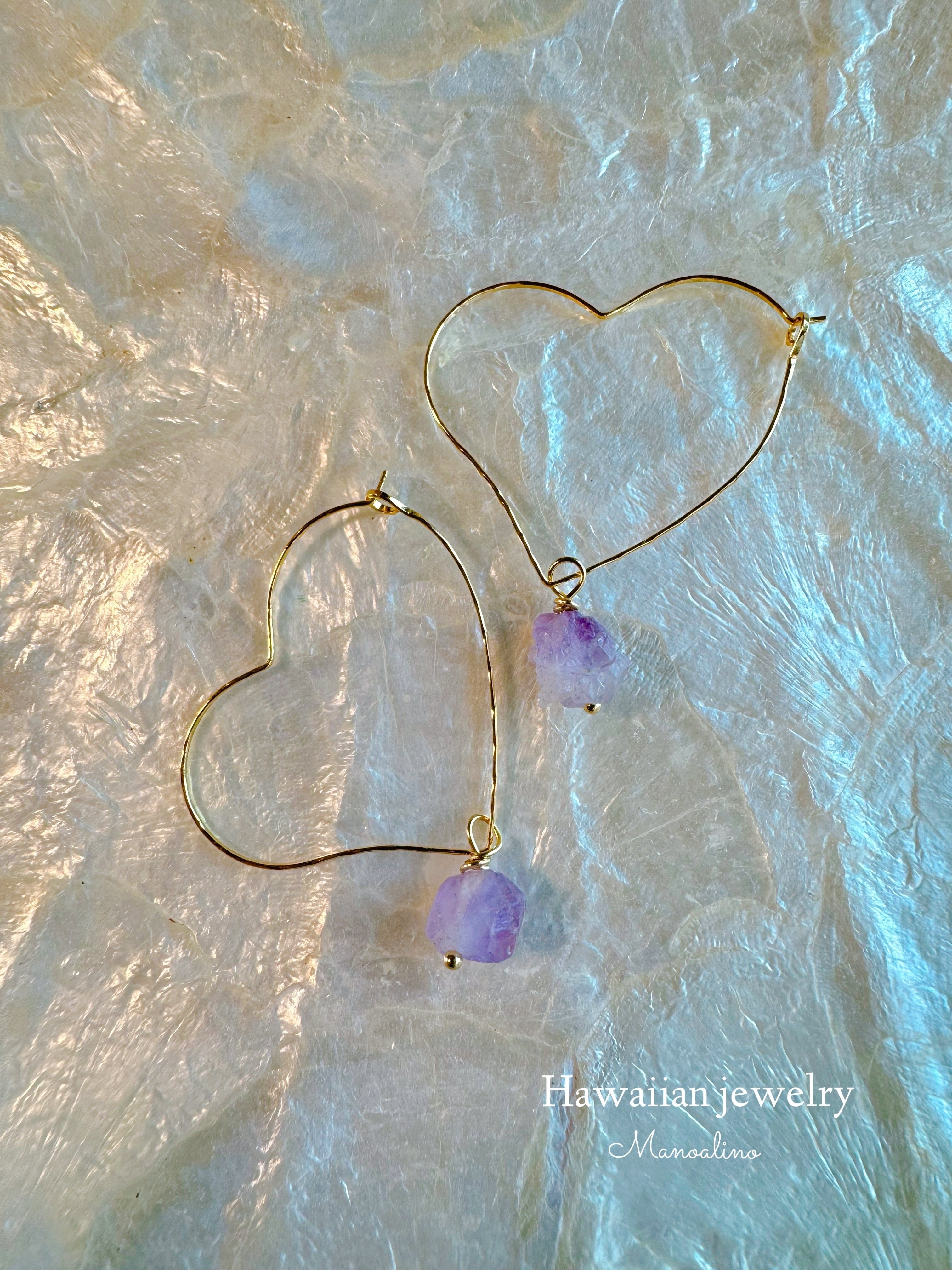 ALIITA ハート アメジスト フープピアス