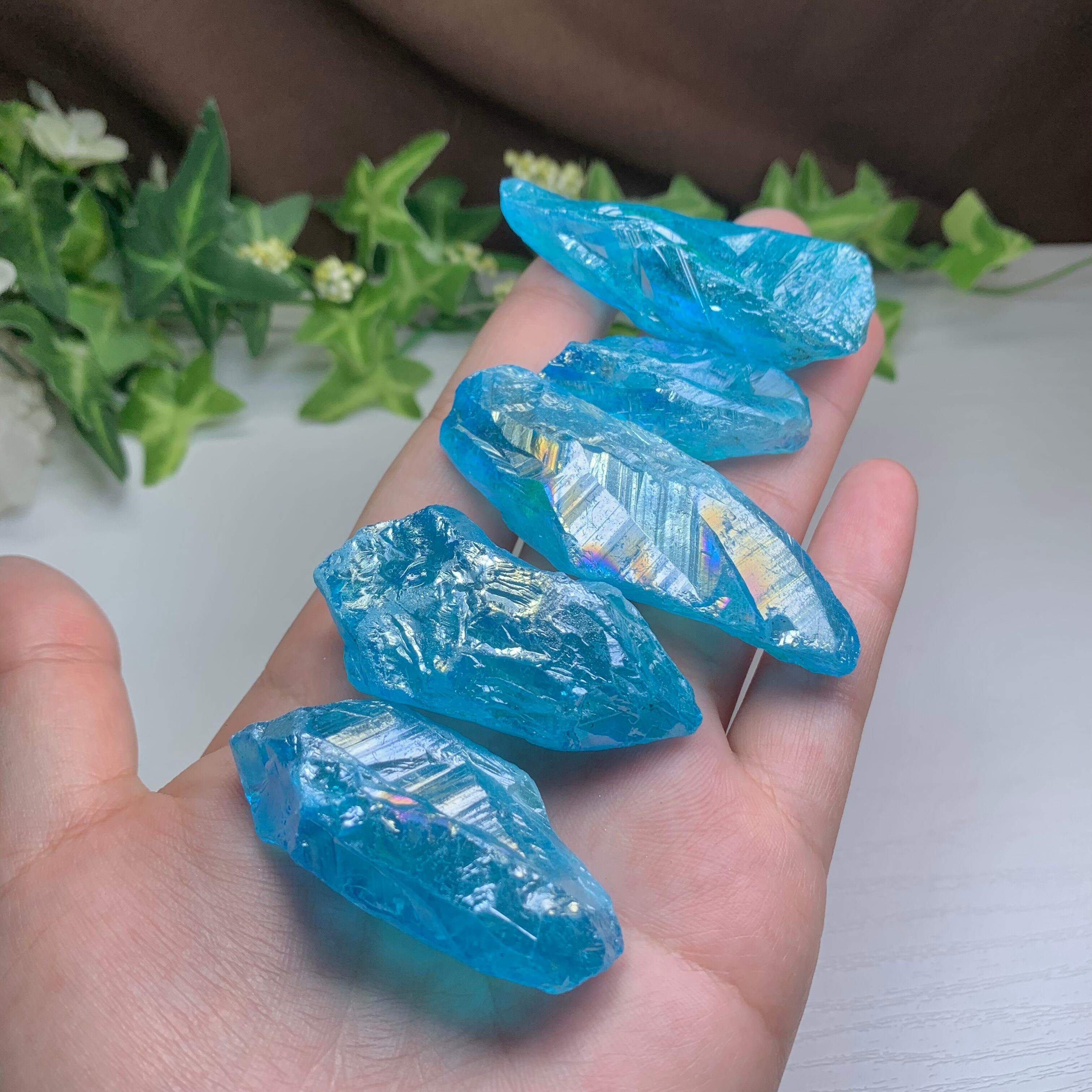 4.美しいブルー☆ラフカット☆アクアオーラクォーツ(100g