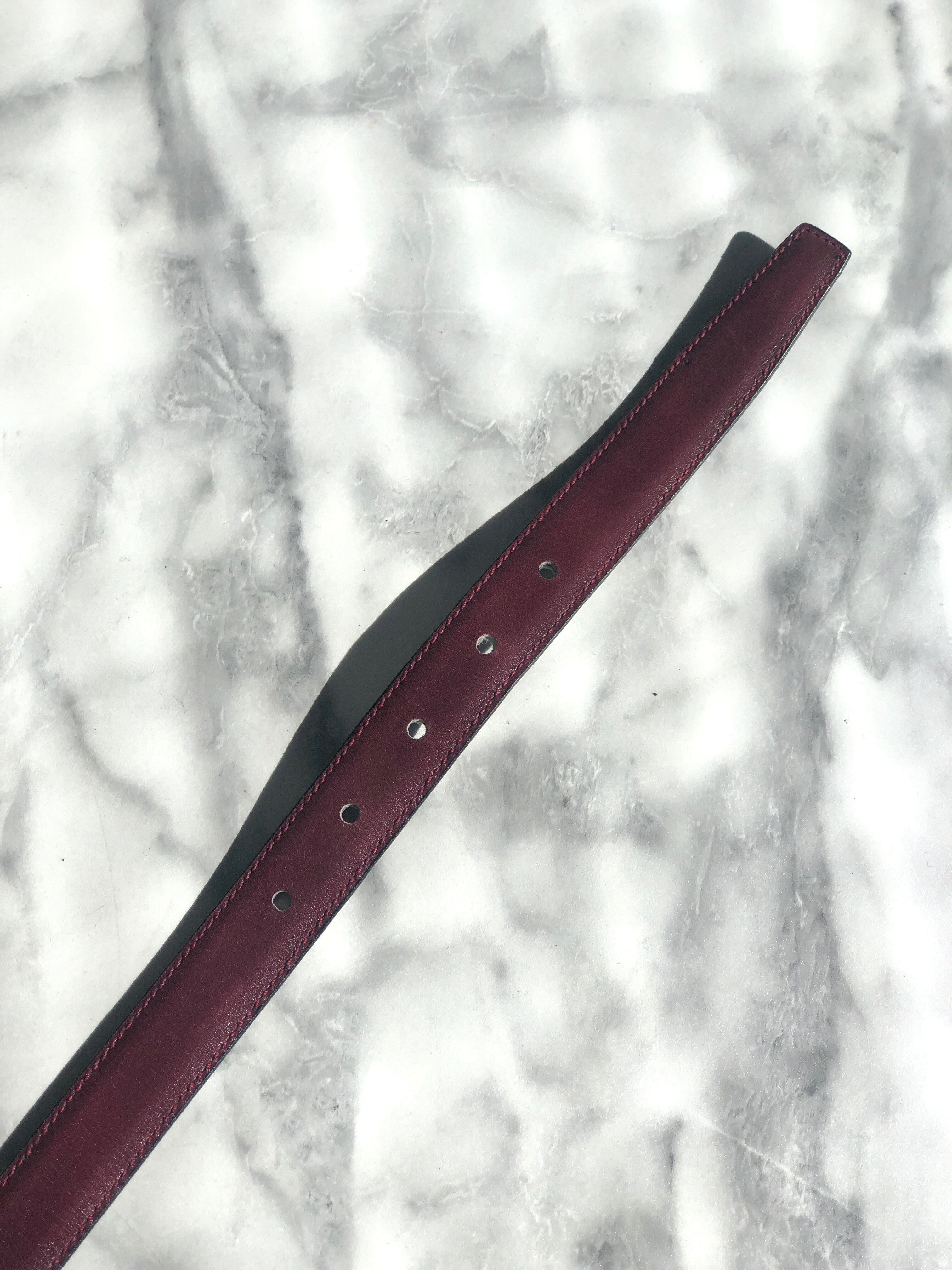 CELINE セリーヌ トリオンフ レザー リバーシブル ベルト レッド