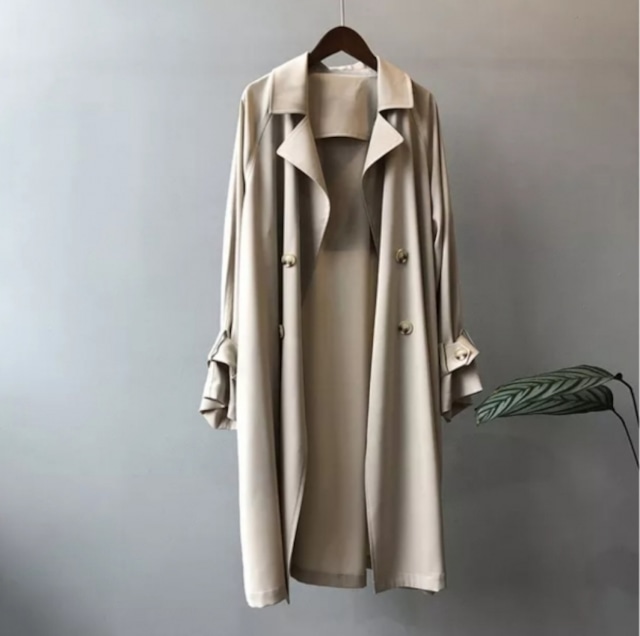 Chiffon long trench coat