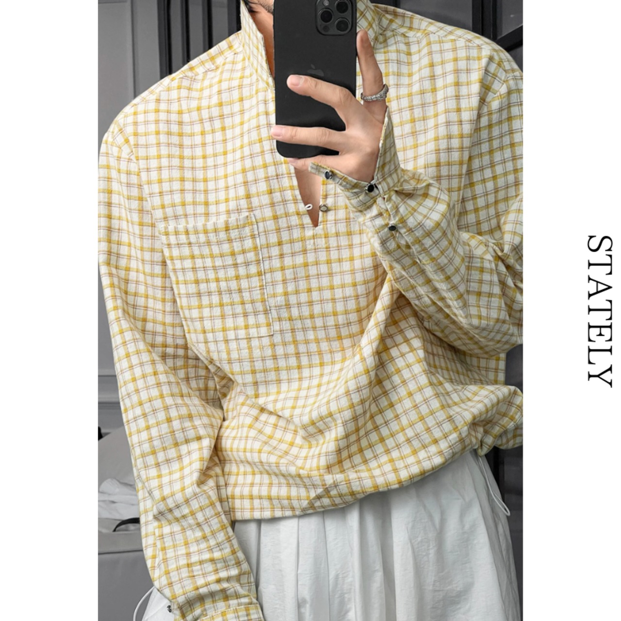 Sky Check スタンドカラーシャツ/2color_T240・画像9