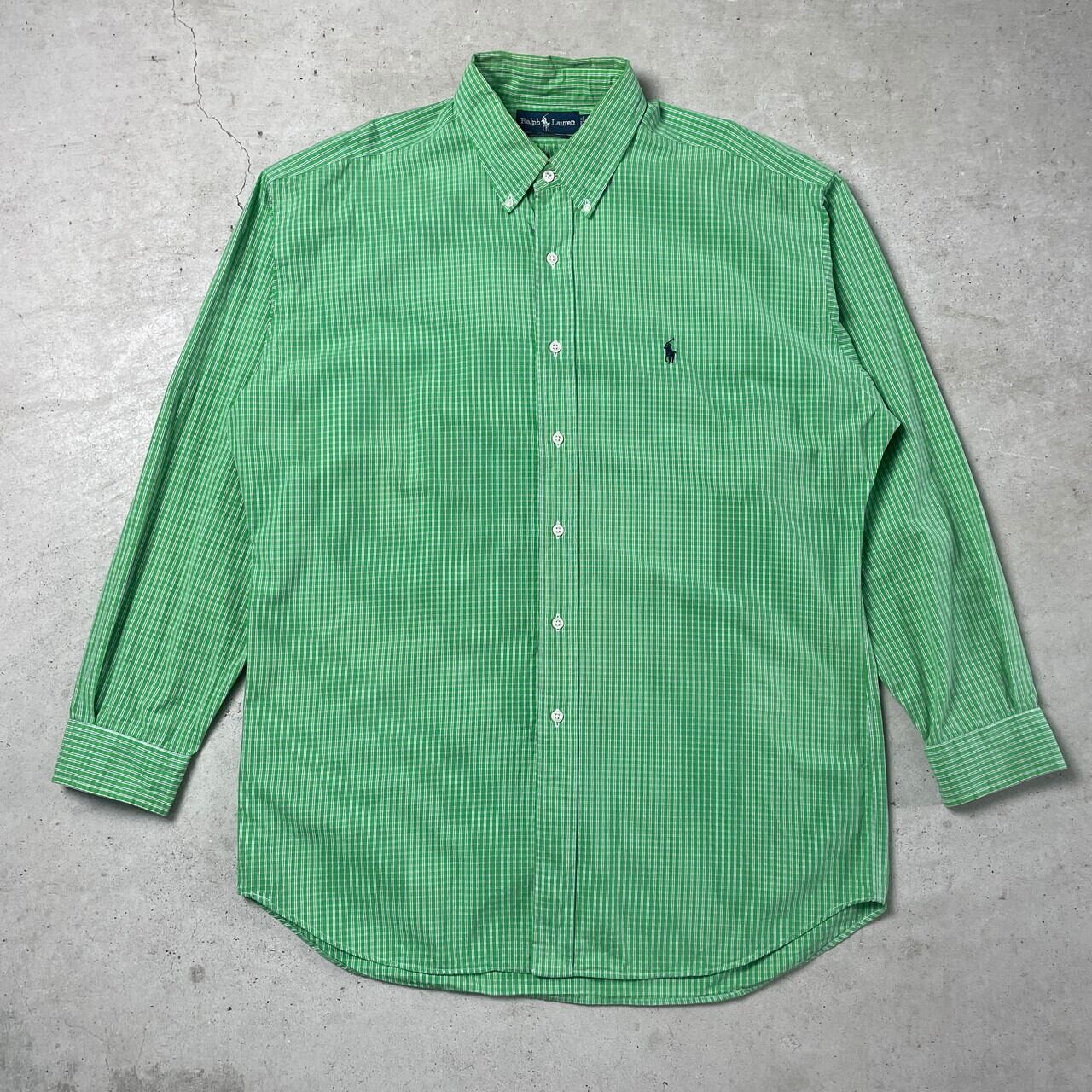 【希少‼︎】ラルフローレン 刺繍ロゴ 半袖 BDシャツ チェック柄 深緑 美品