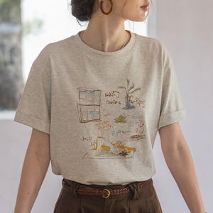 illustration print cotton tshirt