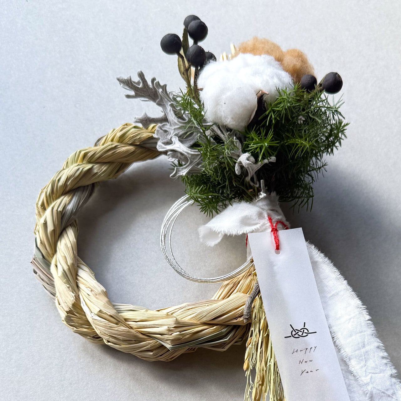 レモングラスと稲ワラのしめ縄 | ドライフラワースワッグと布雑貨