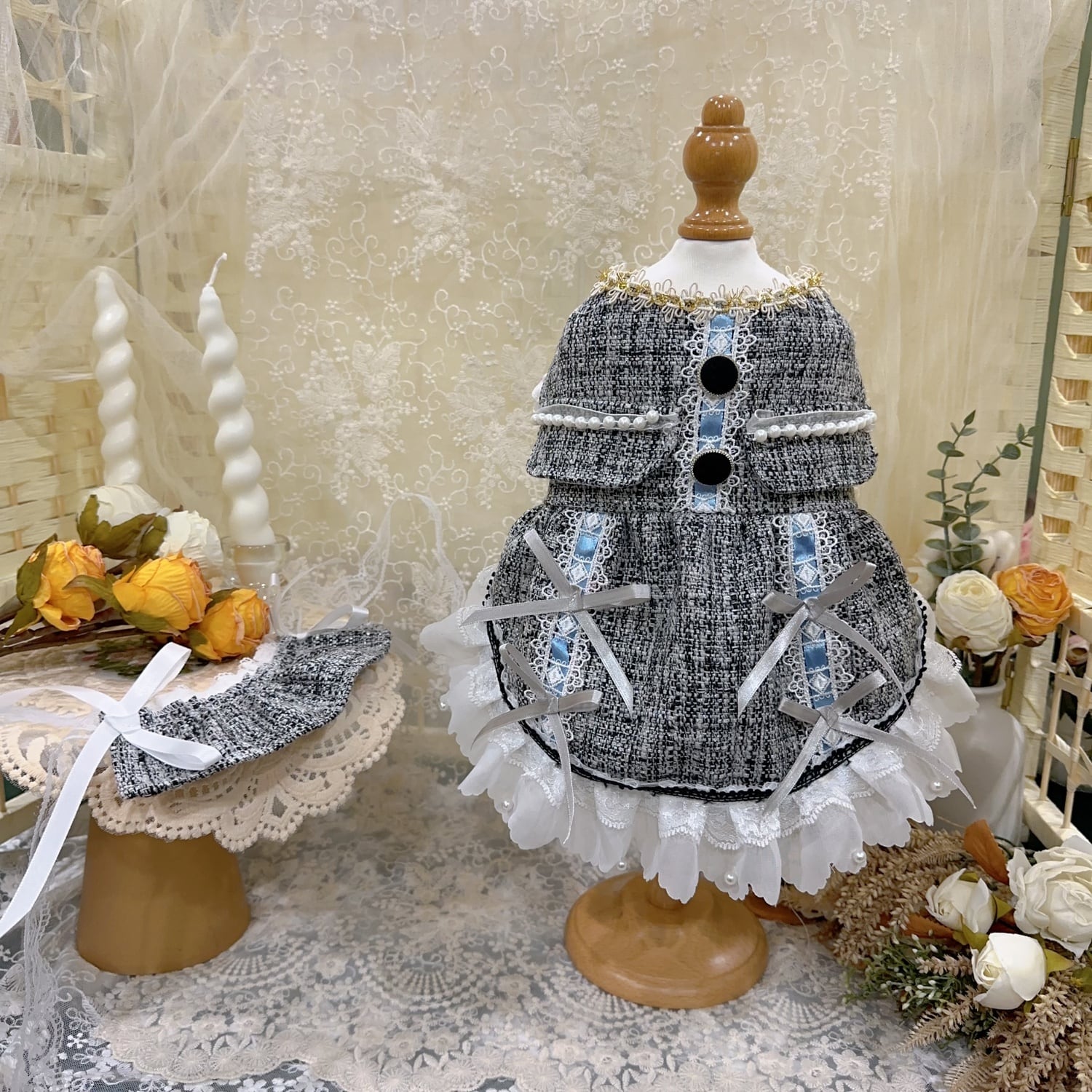 クラシカルチェックリボンドレス 00727