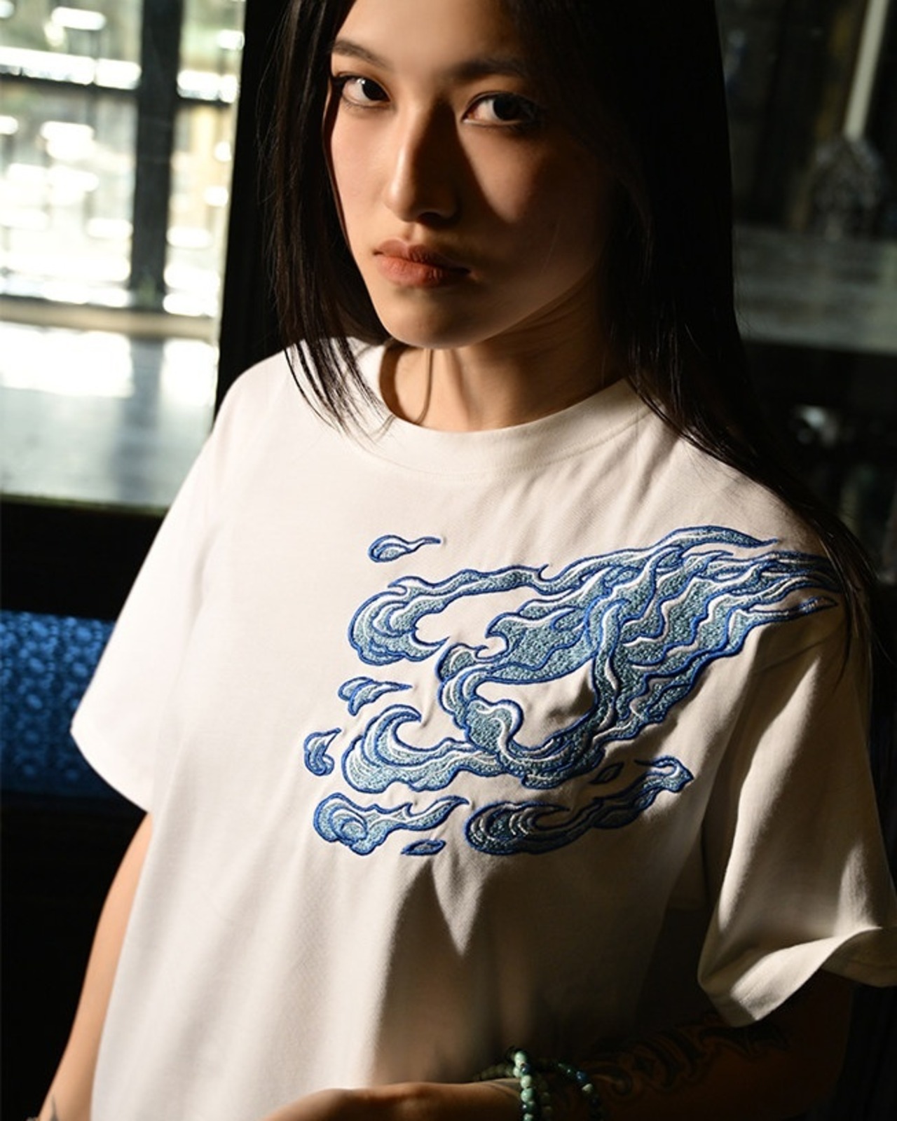 九尾狐 Embroidered T-Shirt 2color【G1033】