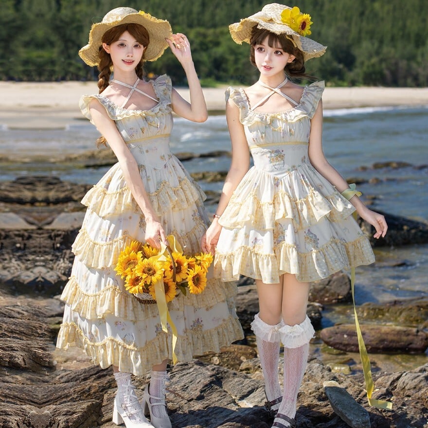 陽だまりの花園 フリルを重ねたフレンチガーリーミニワンピース5点