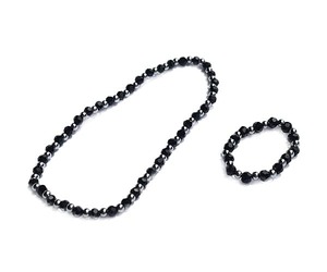 【特価処分】ブレスレット メタルビーズ ブラック リング 2点セット スキズ ヒョンジン着用モチーフ 伸縮性あり お洒落 フリーサイズ