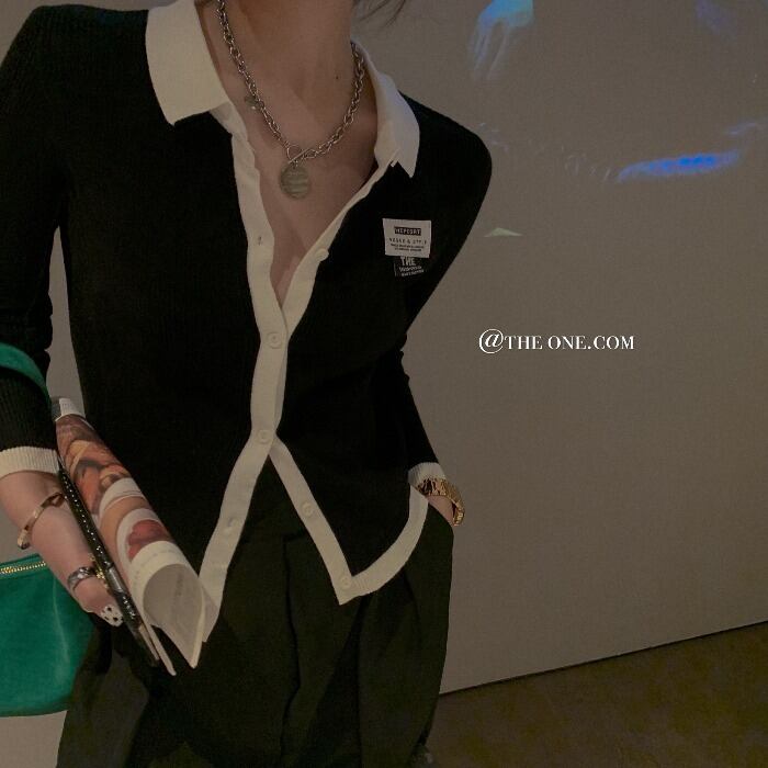 スプリングカラーレッドシャツ スリムセーター レディース ロング 春物 ドラファッションホール9664965688