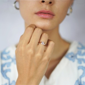 大粒 ジルコニア リング ソリティア ローズゴールド サージカルステンレス